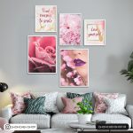 تابلو 5 تکه با تم صورتی کد 0257