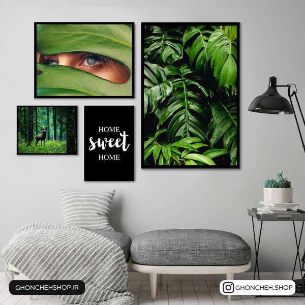 0261 تابلو 4 تکه زیبا به رنگ سبز کد 0261 - تصویر 1