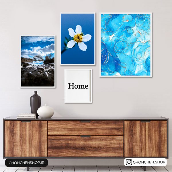 0267 تابلو 5 تکه زیبا با تم آبی کد 0267 - تصویر 1