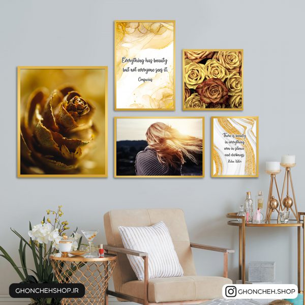 0269 تابلو 5 تکه طلایی لاکچری کد 0269 - تصویر 1