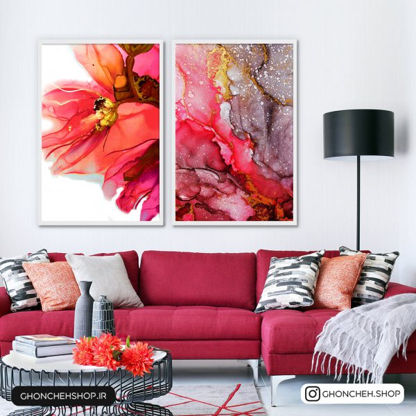 0272 تابلو دو تکه زیبا و خاص به رنگ قرمز کد 0272 - تصویر 1