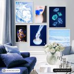 تابلو 6 تکه مدرن و خاص به رنگ آبی کد 0278