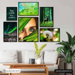 تابلو 6 تکه مدرن و خاص به رنگ سبز کد 0286
