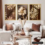 تابلو سه عددی قهوه ای و طلایی کد 0302