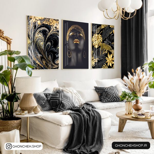 0311 تابلو سه عددی جذاب مشکی طلایی 0311 - تصویر 1