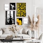 تابلو 6 تکه مشکی و زرد جذاب کد 0324