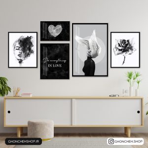 تابلو 5 تکه جذاب سیاه و سفید کد 0335
