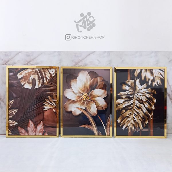 تابلو سه عددی قهوه ای و طلایی کد 0302 - تصویر 2