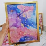 تابلو 6 تکه مدرن و خاص به رنگ صورتی و آبی کد 0283 - تصویر 3