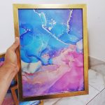 تابلو 6 تکه مدرن و خاص به رنگ صورتی و آبی کد 0283 - تصویر 7