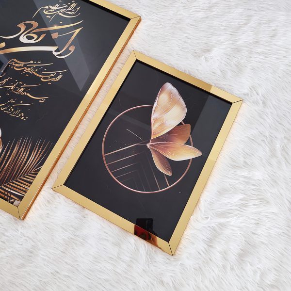 تابلو 5 تکه وان یکاد مشکی طلایی کد 0338 - تصویر 4