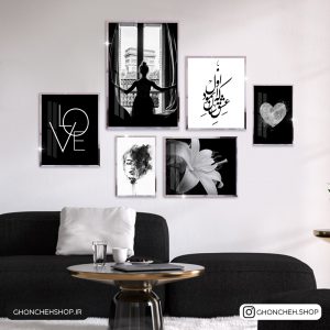تابلو 6 تکه سیاه سفید اسپورت کد 0355