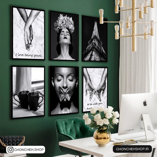 0395 تابلو 6 تکه مشکی کد 0395 - تصویر 1