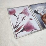 تابلو سه تکه طوسی صورتی کد 0377 - تصویر 4