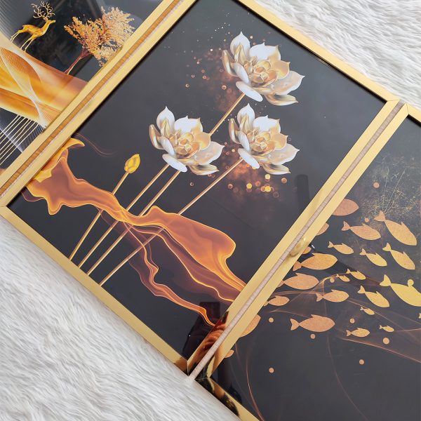 تابلو سه تکه مشکی طلایی جذاب کد 0354 - تصویر 3