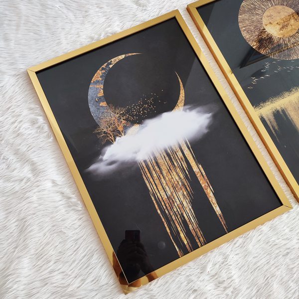 تابلو سه تکه مشکی طلایی مدرن کد 0367 - تصویر 4