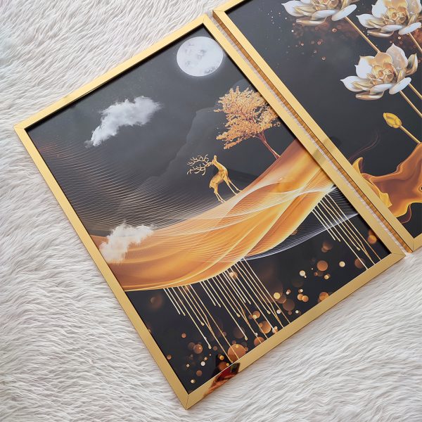 تابلو سه تکه مشکی طلایی جذاب کد 0354 - تصویر 4