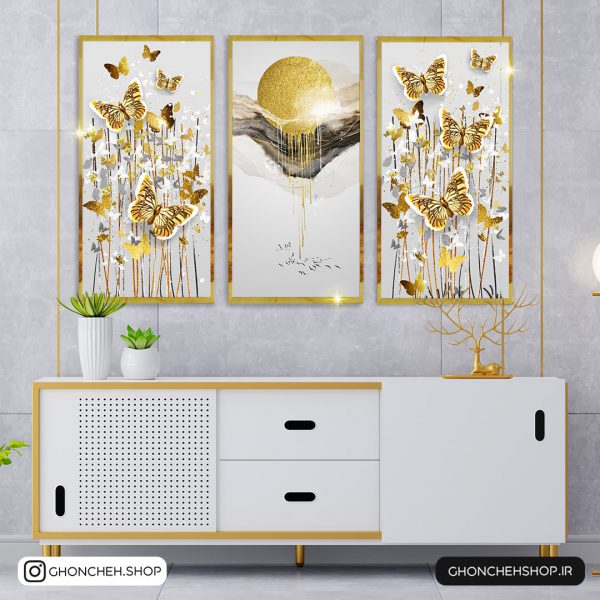 photo_2022-05-29_12-25-50 تابلو سه تکه طلایی انتزاعی جذاب کد 0402 - تصویر 1