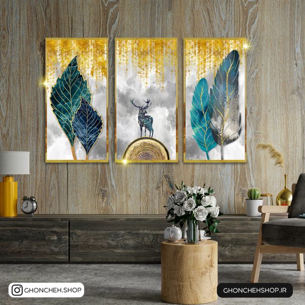 1201 تابلو سه عددی طلایی مدرن کد 0424 - تصویر 1