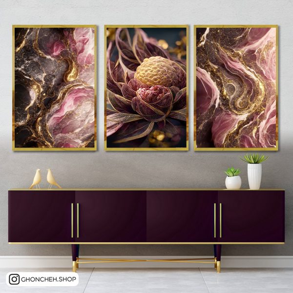 تابلو سه عددی انتزاعی لاکچری کد 0429 - تصویر 1