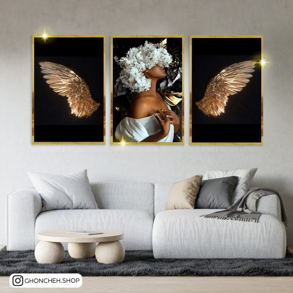 1776 تابلو سه تکه مشکی طلایی کد 0452 - تصویر 1