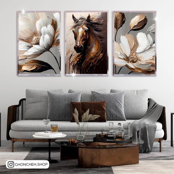 1852 تابلو سه تکه طرح نقاشی کد 0467 - تصویر 1