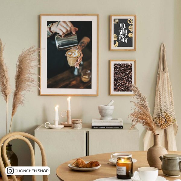 1925 تابلو سه تکه مدرن برای طرفداران قهوه کد 0484 - تصویر 1