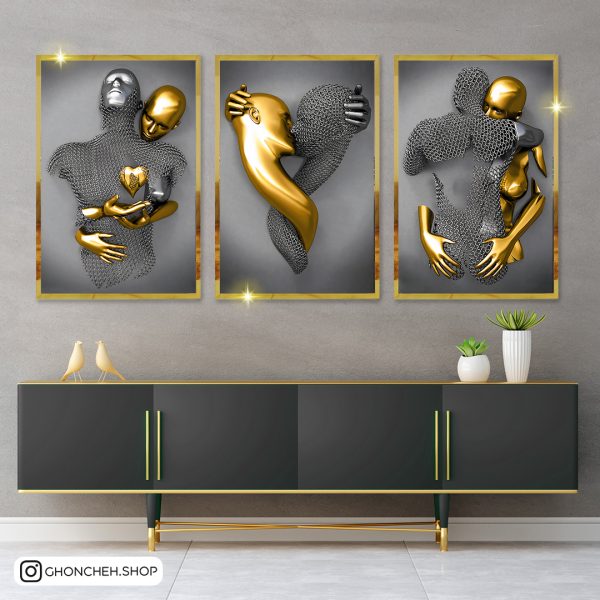 1982 تابلو سه تکه عاشقانه کد 0493 - تصویر 1