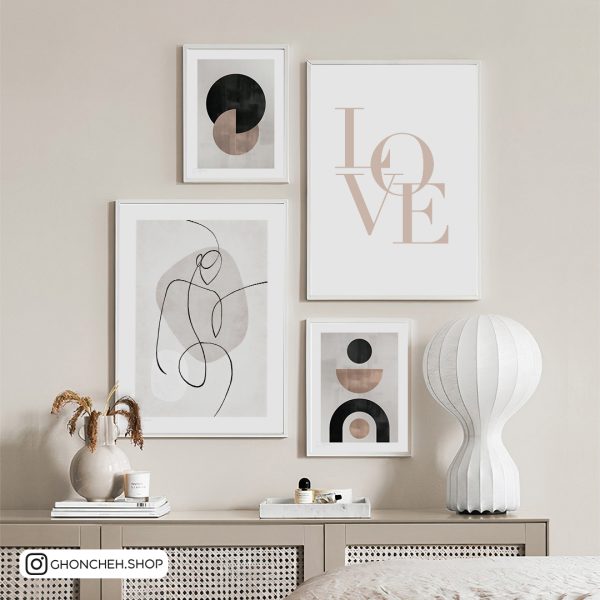 تابلو 4 تکه مینیمال عاشقانه کد 0494 - تصویر 1