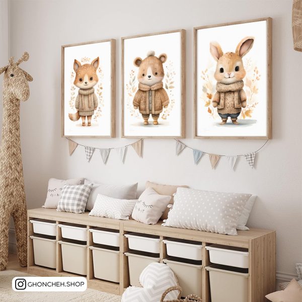 2033 تابلو سه تکه کیوت کودکانه کد 0500 - تصویر 1