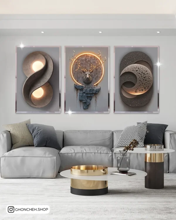 _مشخصات_تابلوها_در_کپشن_😍_ست_سه_عددی_جذاب_کد_0539🤍🩶@ghoncheh_shop💠مشخصات، تابلو سه عددی مدرن کد 0539 - تصویر 1